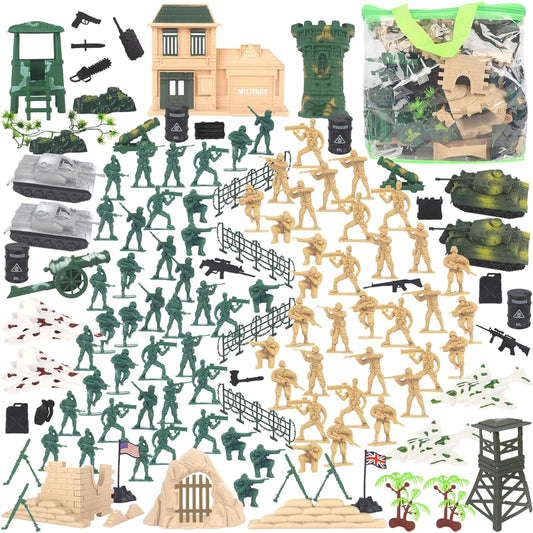 Three Otters 210 Pieces Army Men Military Set Army Men Action Figures Army Soldiers Plastic Toys Army Soldier Playset Boys Christmas Birthday Gift