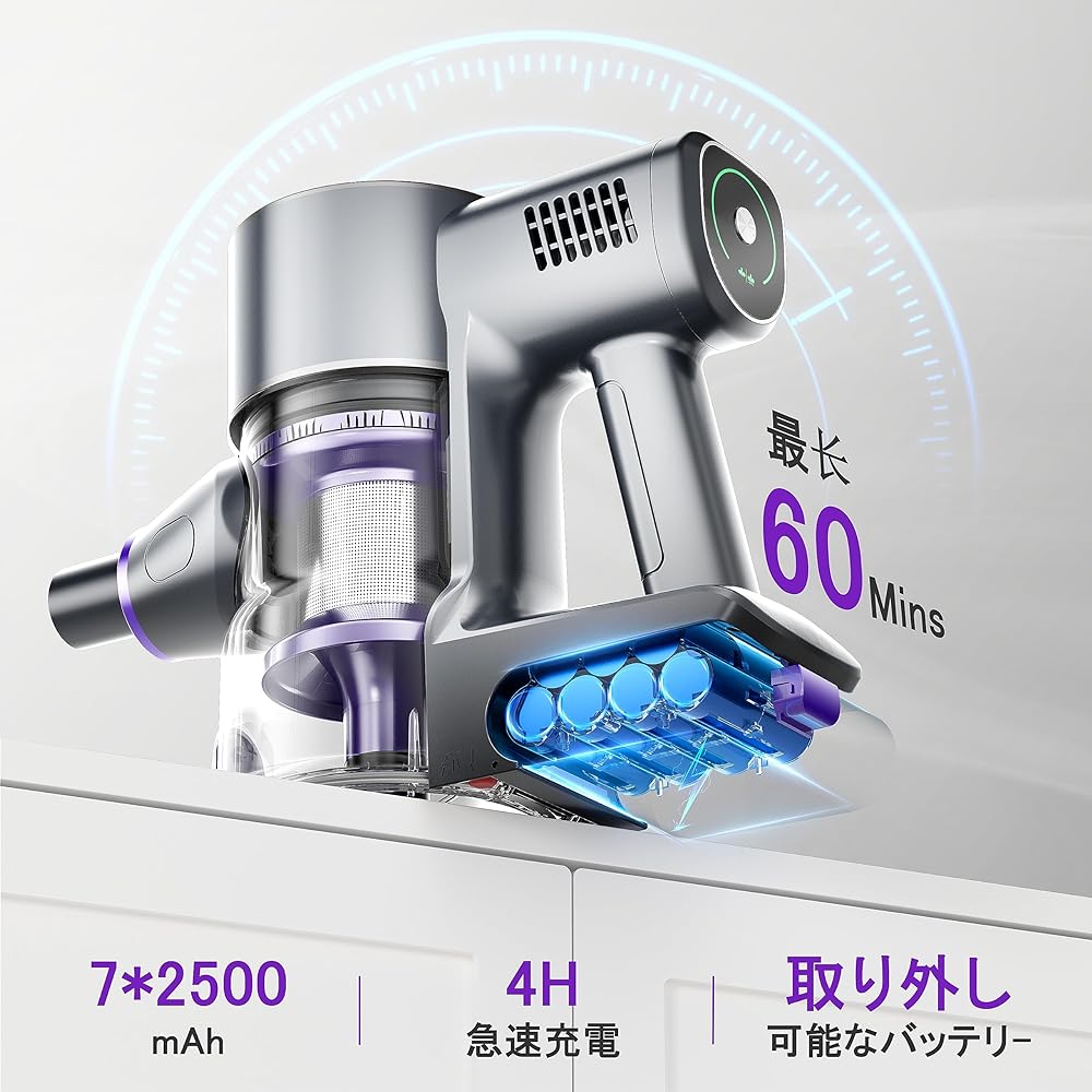 SMARTAI Cordless Vacuum Cleaner 33000pa Strong Suction 2 OLED Touch Displays Dust Detector and Auto Adjustment Suction Stick Vacuum Cleaner Lightweight Free Standing Up to 60 Minutes Continuous Operation 1.3L Large Capacity Dust Cup 6 Stage Filter System