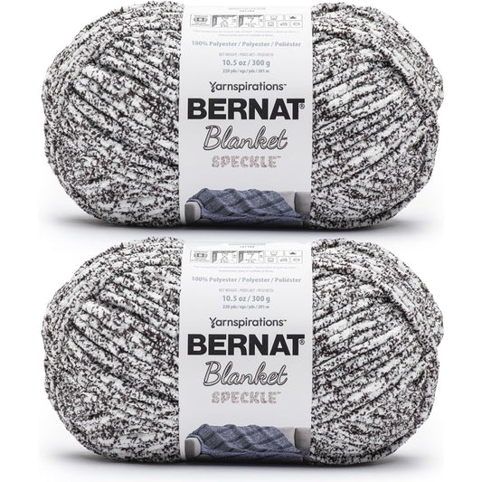 Bernat Blanket Speckle Typewriter Yarn - 10.5oz/300g 2 Pack - Polyester - #6 Extra Bulky - 220 Yards - Knitting Crochet & Craft Chunky Chenille Yarn