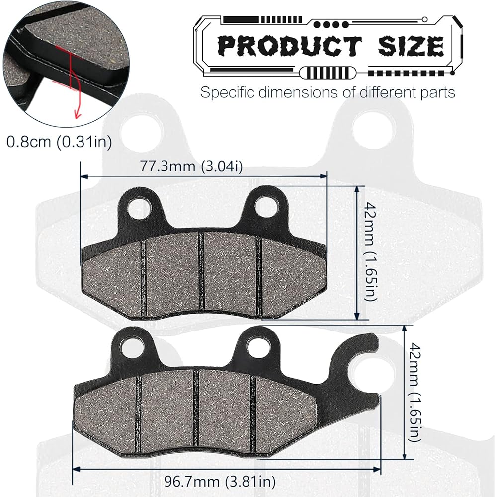 LOCOPOW Brake Pads Kawasaki Teryx 4 800 750 2008-2023 Brute Force 650 750 2005-2023 Bayou 300 400 1989-2005 Mule Pro 820 1000 2015-2023 Front & Rear Seat