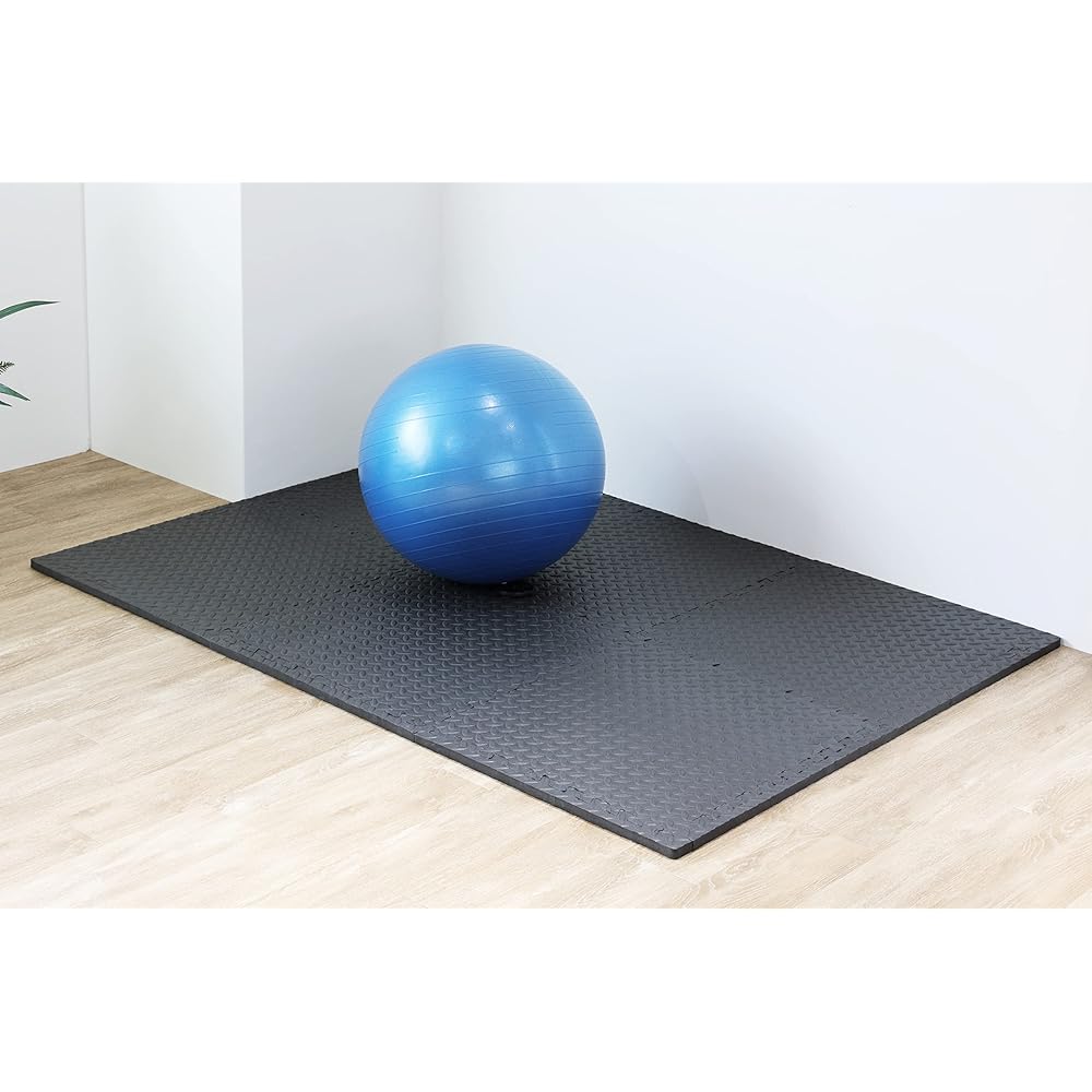 [BLKP] PEARL METAL Joint Gym Mat Joint Mat 60 Types 60 x 60 x 2cm Thickness 2.0cm Set of 6 Premium With Side Parts Rim Metal Plate Pattern Training Exercise Scratch Prevention High Hardness Vibration Shock Absorption Black Black BLKP N -7960