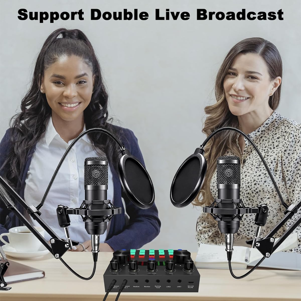 sktome Podcast Equipment Set for 2 Pcs V8s Voice Changer BM-800 Podcast Microphone Bundle - Studio Condenser Microphone Perfect for Podcasting, Recording, Singing, Streaming, Gaming