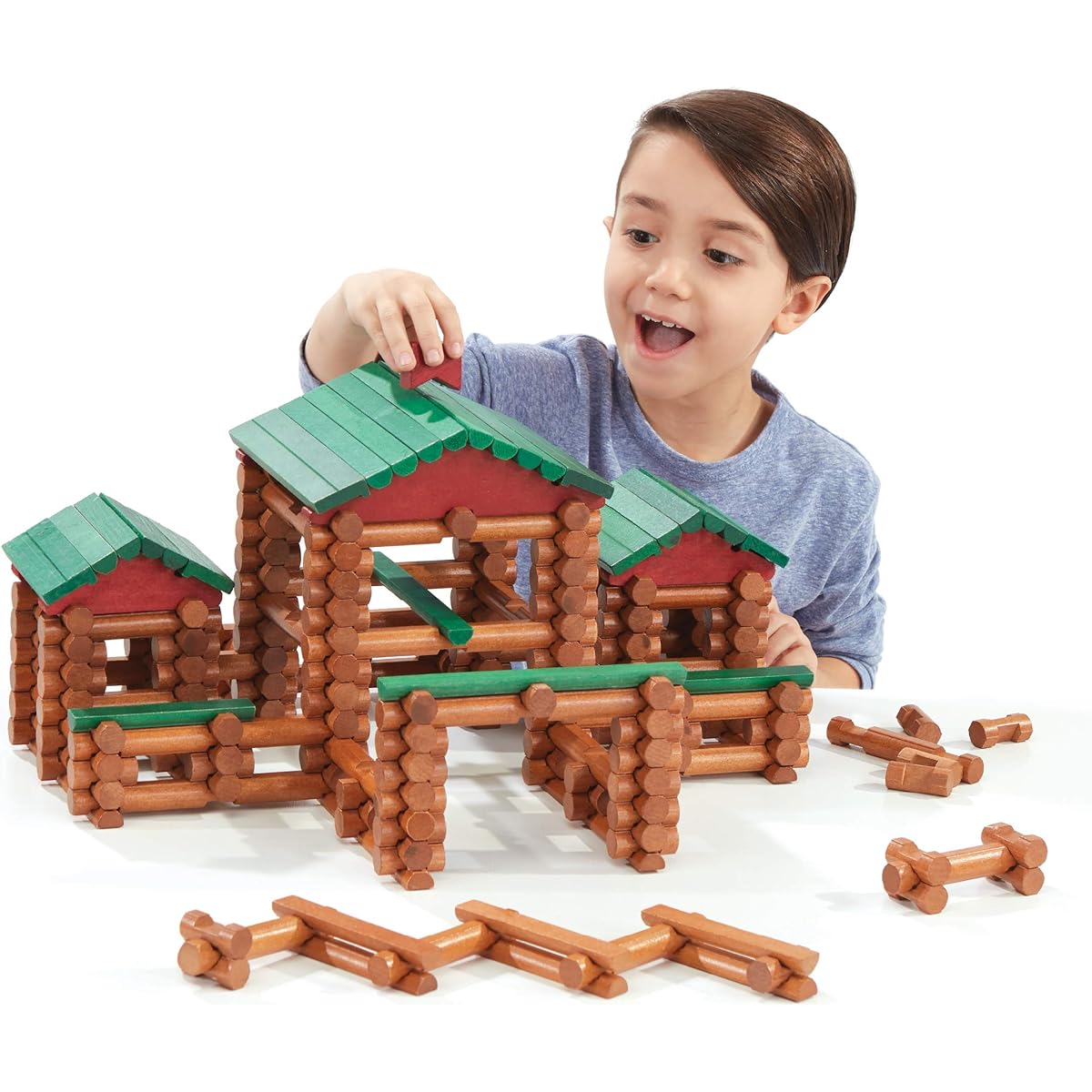 LINCOLN LOGS - Classic Farmhouse 268 Pieces Real Wooden Logs - Ages 3+ - Best Retro Building Gift Set for Boys/Girls - Creative Construction Engineering - Preschool Educational Toy