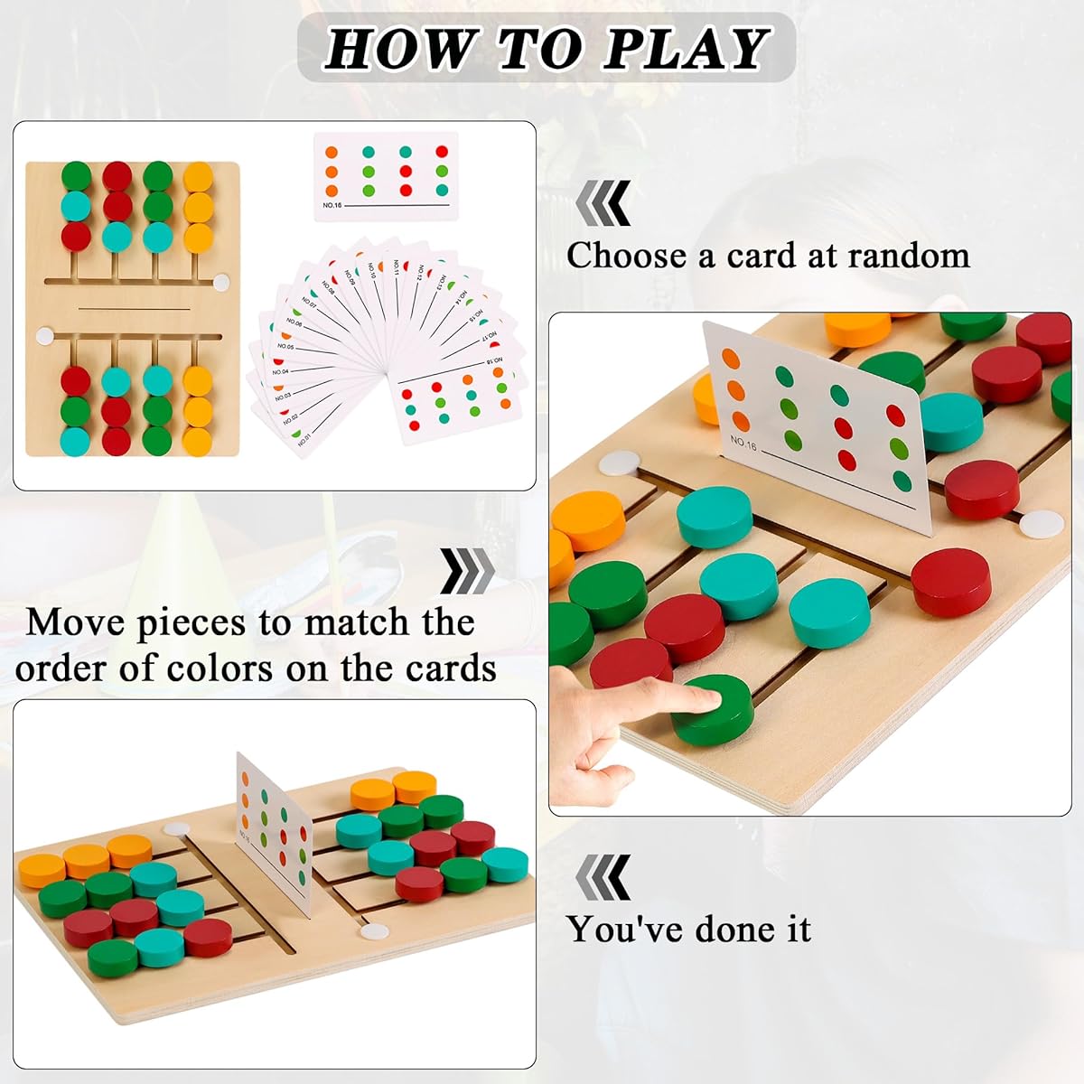 Sozize Color Matching Kids Game Montessori Slide Puzzle Memory Game Brain Teaser Travel Toy for 2 Players Road Trip Puzzle Ages 3 4 5 6