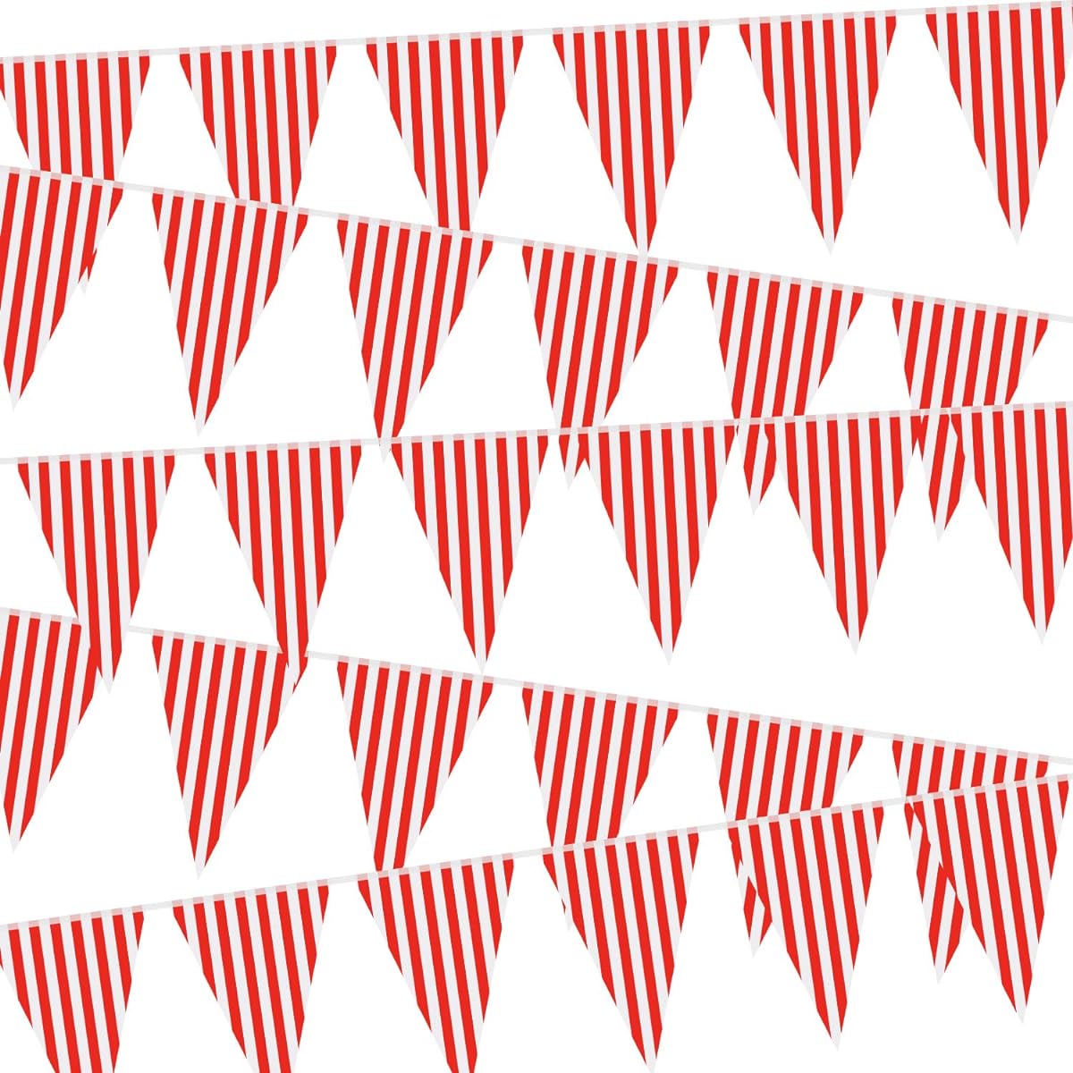 Carnival Circus Party Decorations Supplies Circus Carnival String Flag Banner Red and White Pennant Banner Triangle Flags for Carnival Birthday Party 7.4 x 10.8 Inch 5 Pack