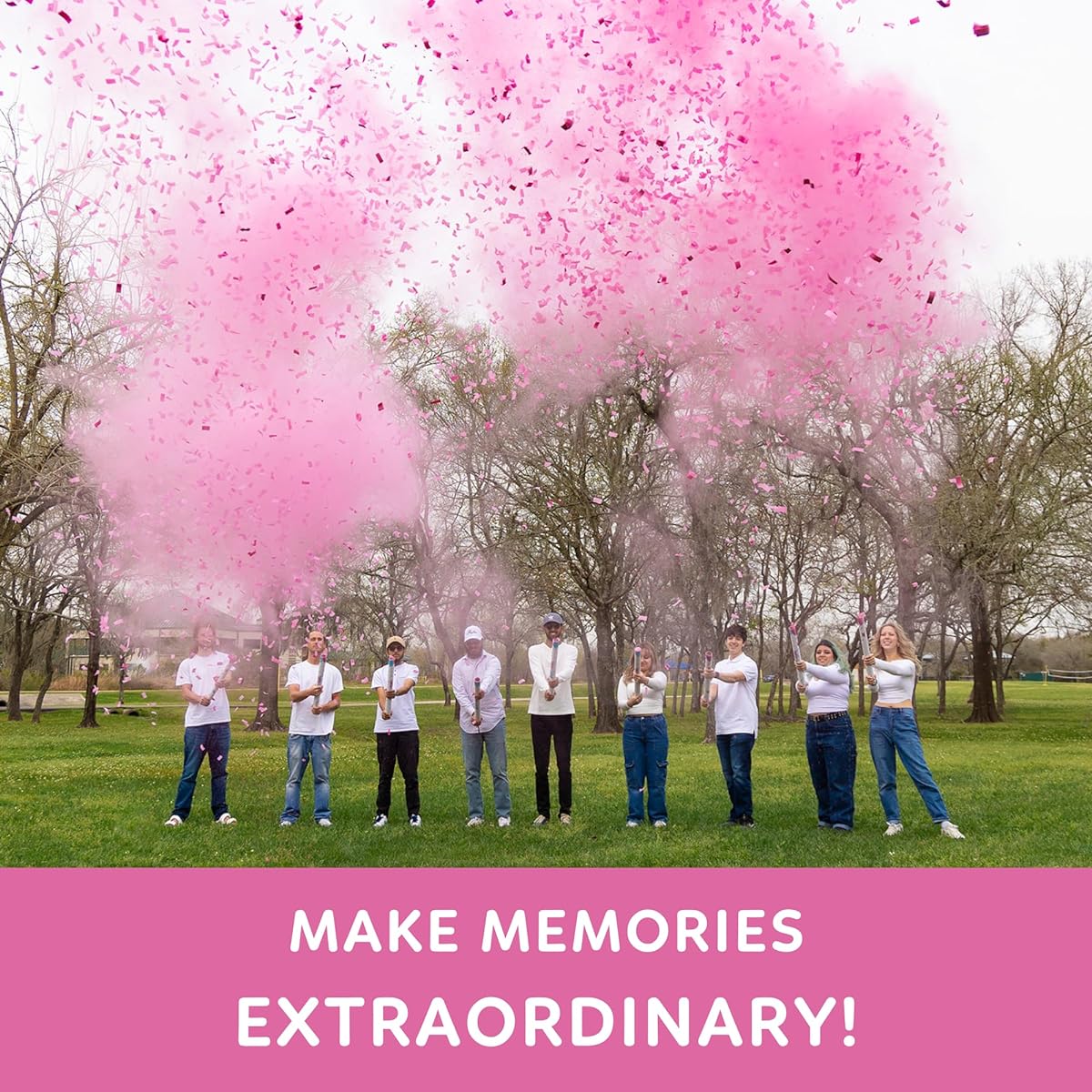 (2 Pink) Giant Gender Reveal Confetti Cannon with Holi Powder | TUR Party Supplies | 100% Biodegradable | 24 Inches | Confetti Popper Sticks for Baby Boys Girls Gender Reveal Decorations & Game Ideas