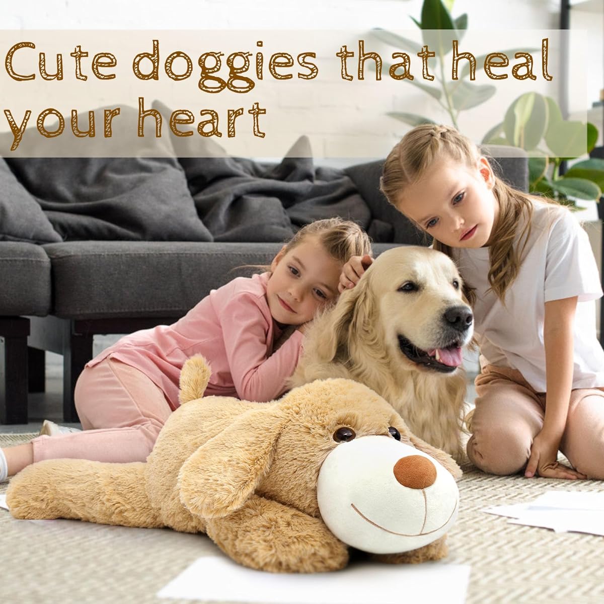 Tezituor Dog Weighted Plush Toy 5 lbs 31 Inch Weighted Plush Pillow for Large Dogs Sensory Companion and Relaxation for Both Kids and Adults