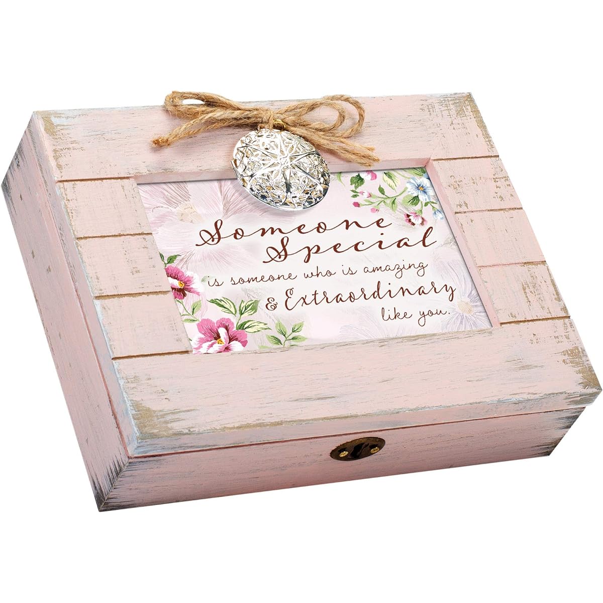 Cottage Garden Someone Special Like You Blush Pink Wooden Rocket Music Box Plays Wonderful World