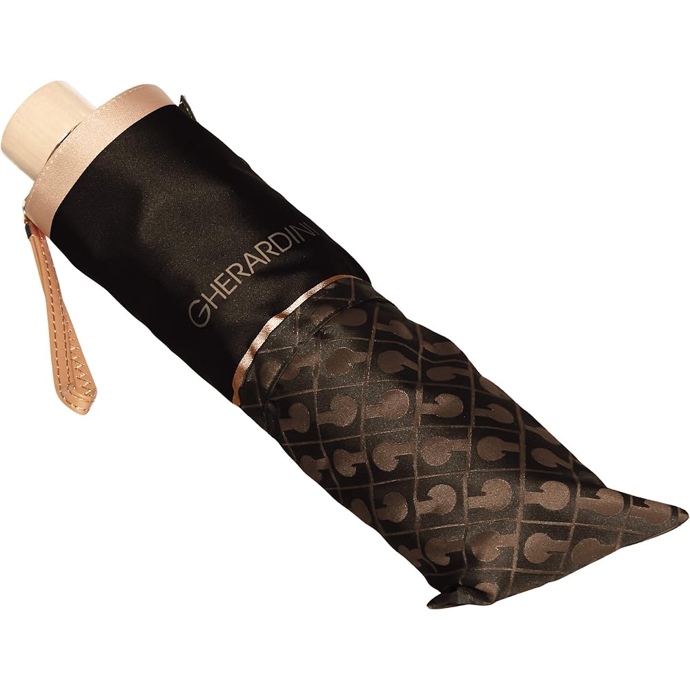 [Gherardini] AURORA 1GD 17001-01G Logo Jacquard Yarn-dyed Folding Umbrella (Made in Japan) Women's Black Japanese Rib 55cm (FREE Size)