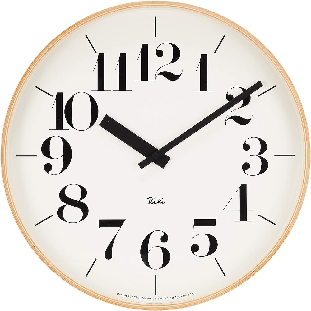 Lemnos Wall Clock Analog RIKI CLOCK L WR-0312 L Natural Diameter 354 x Thickness 48mm