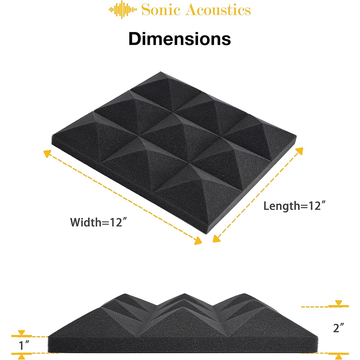 Soundproofing Foam Panels 2" x 12" x 12" x 12" Acoustic Foam Panels Studio Wedge Tiles Sound Panel Wedges Soundproofing Sound Absorbing Material Set of 24