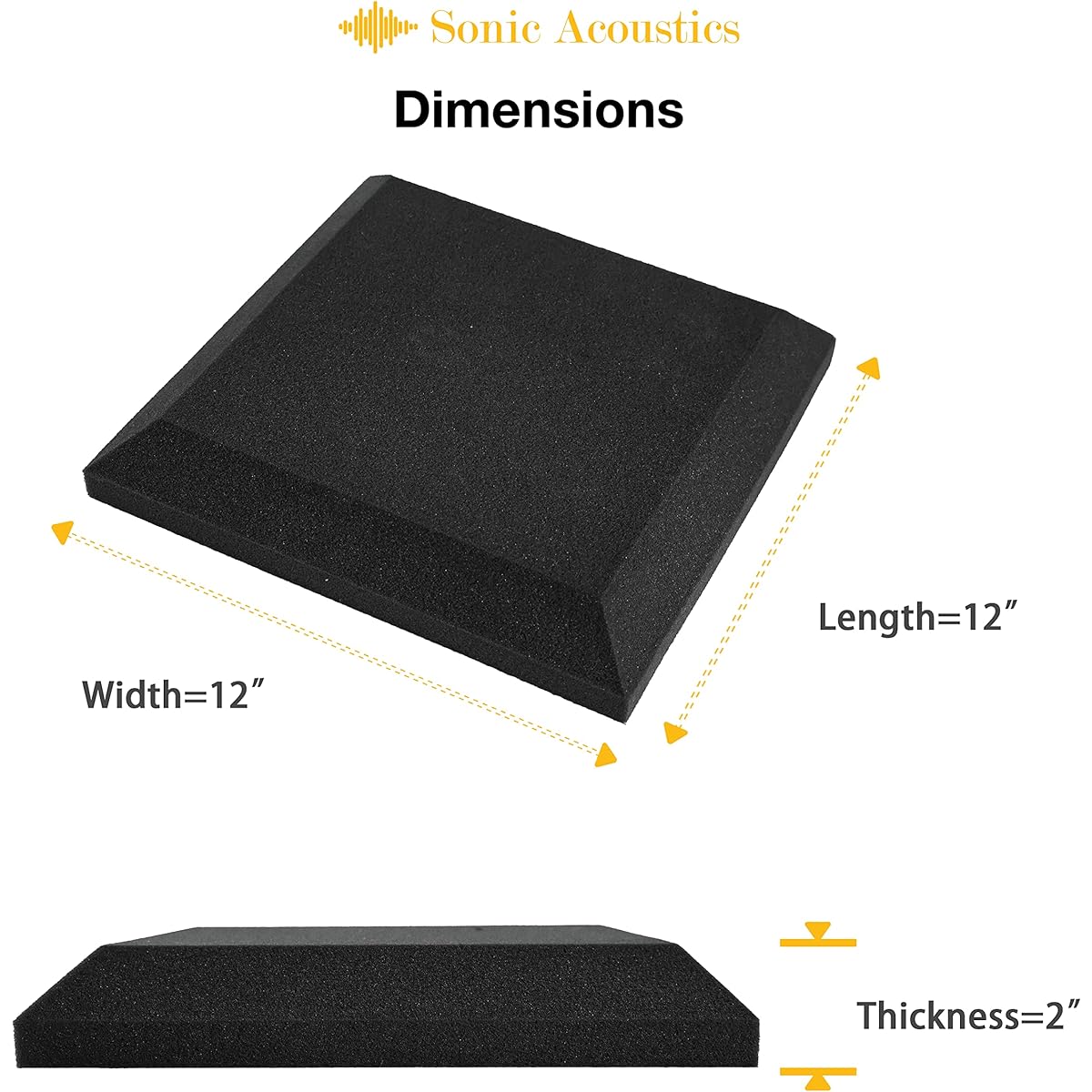 Fstop Labs 12 Pack Set Acoustic Foam Panels, 2" x 12" x 12" Acoustic Foam Sound Absorption, Soundproofing, Soundproofing, Absorbing Acoustic Treatment Used in Home & Office