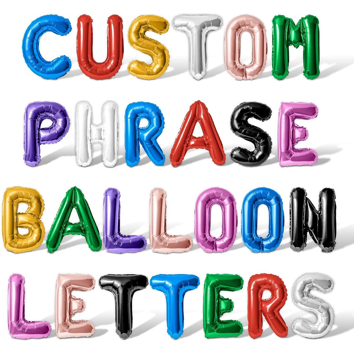 Letter Balloons - Custom Phrases 16" Alphabet Letters & Numbers Foil Mylar Balloons - Create Your Own Balloon Banner - Choose from 10 Colors