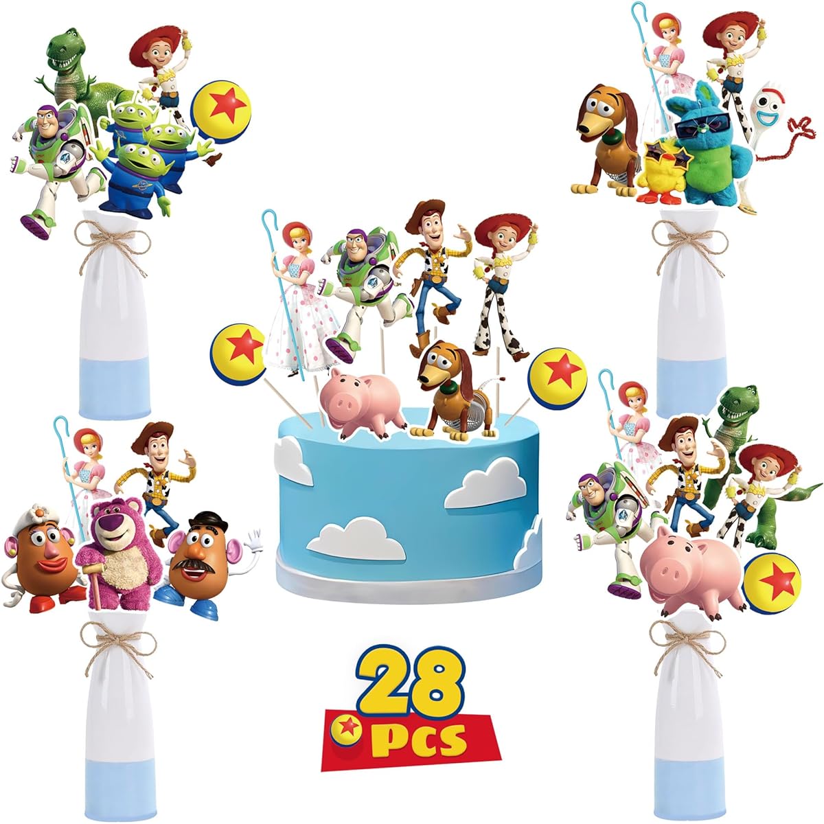Toy Inspired Story Birthday Party Supplies 28 Pieces Centerpiece Decorations Stick Table Toppers