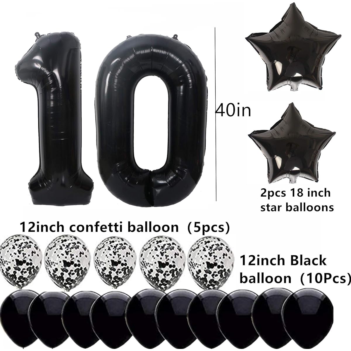 10th Birthday Decorations Party Supplies Black Big Number 10th Birthday Party Supplies Anniversary Event Decoration Sweet Party Anniversary