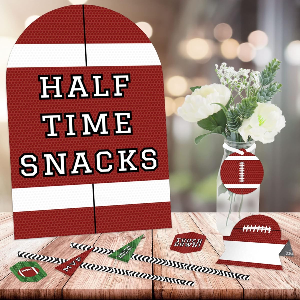 Big Dot of Happiness End Zone - Football - DIY Baby Shower Birthday Party Concession Signs - Snack Bar Decorations Kit - 50 Pieces