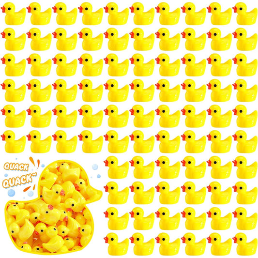 750pcs Mini Resin Ducks Miniature Duck Figures Ornaments Micro Landscape Garden Aquarium Dollhouse Decoration DIY Slime Charms Christmas Birthday Party Favors Prank Work Desk Crafts Decor