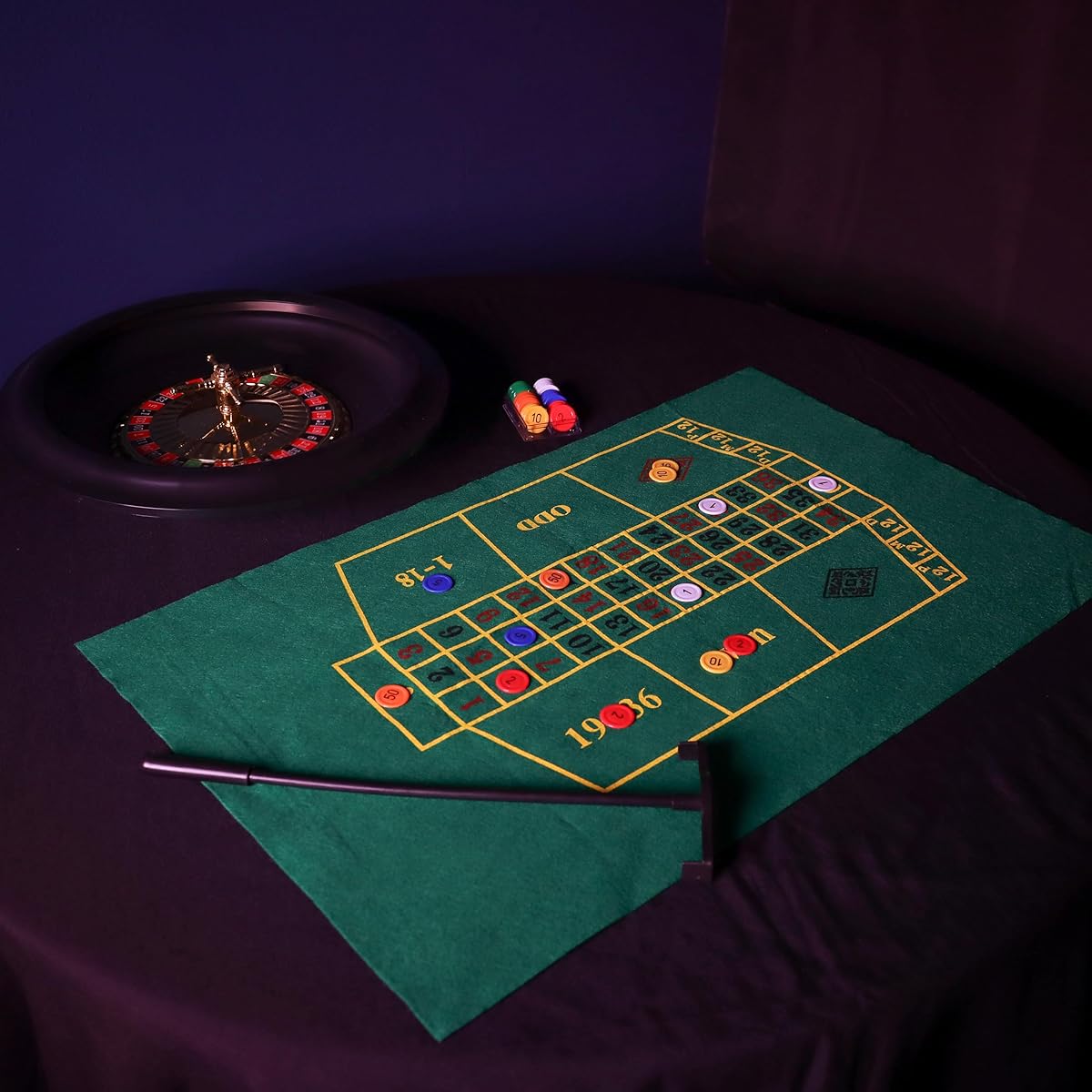 Jigitz Portable Roulette Table Set - Tabletop Casino Game Party Roulette Wheel Set for Adults with Chip Cards and Mat