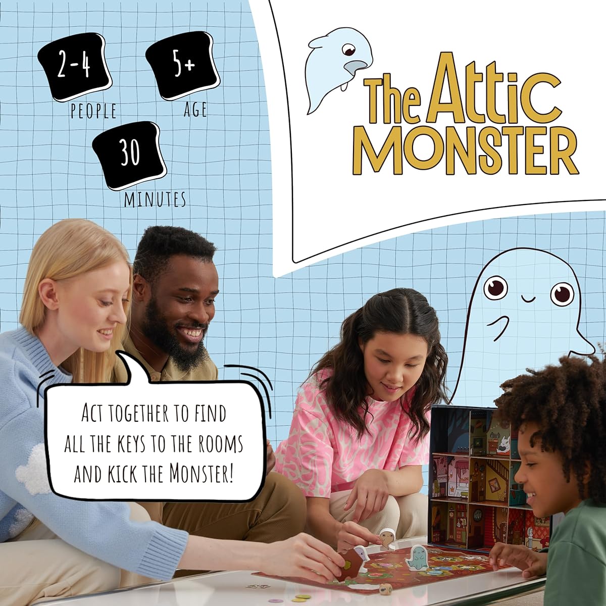 The Attic Monster | Family Board Game | Board Game for Adults and Families | Adventure Board Game | Ages 5+ | For 2-4 Players | Average Play Time 30 minutes