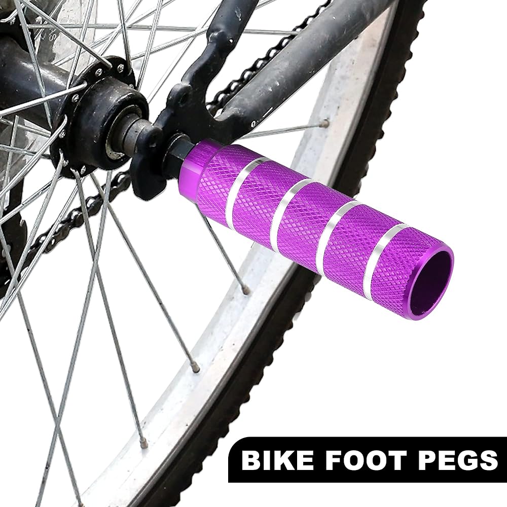 uxcell Bike Footpeg Rear Footpeg Footrest Peg Aluminum Alloy for BMX MTB Bike 9.5mm Axle Diameter 4 Pieces Purple