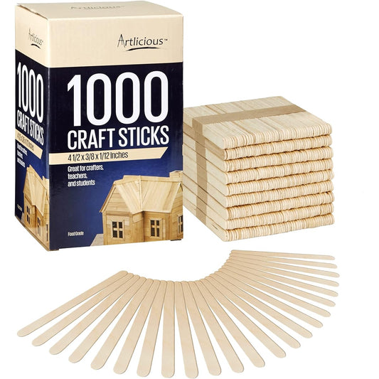 Artlicious - Natural Wood Food Grade Popsicle Craft Sticks 1000 Sticks Parent