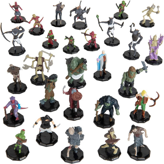 28 Painted Fantasy Minifigures - All Unique Designs - 1" Hex Size Compatible with Dnd, D&D Dungeons and Dragons, Pathfinder, RPG Tabletop Games - Features Goblins, Orcs, Gnolls, Skeletons and More