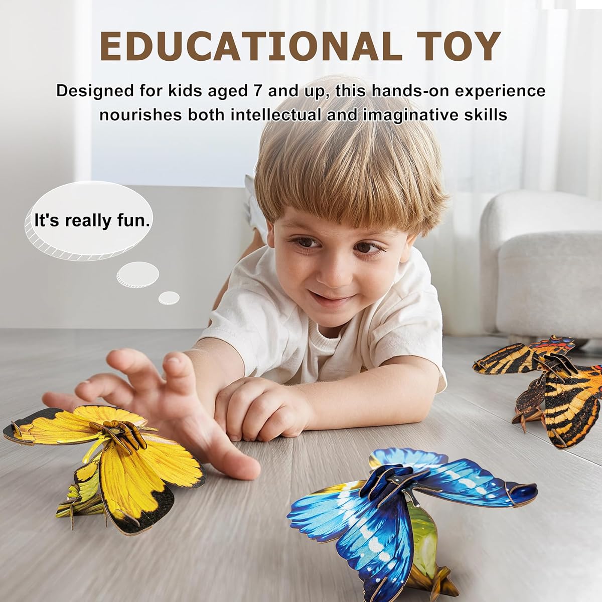 MAKEBUG 3D Puzzle Eco-Friendly Paper Puzzle for Teens Craft Bugs Set of 3 Butterflies