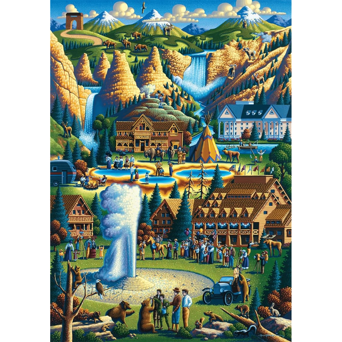 Buffalo Games - Dowdle - Yellowstone National Park - 300 Large Piece Jigsaw Puzzles for Adults - Challenging Puzzles Perfect for Game Night - Finished Size 21.25 x 15.00