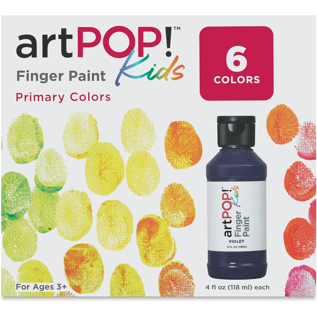 artPOP! Kids Finger Paint Set of 6 Colors, 4 Fluid Ounce, Non-Toxic, Washable Finger Paints, Art Supplies for Preschoolers