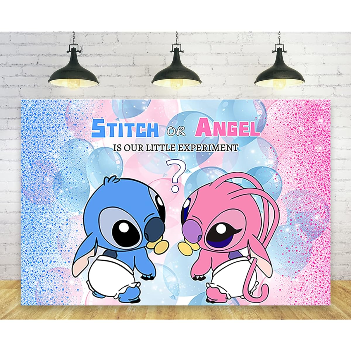 Hawaiian Aloha Background Stitch and Angel Gender Reveal Theme Banner Lilo & Stitch Theme Party Decorations Supplies 5x3ft