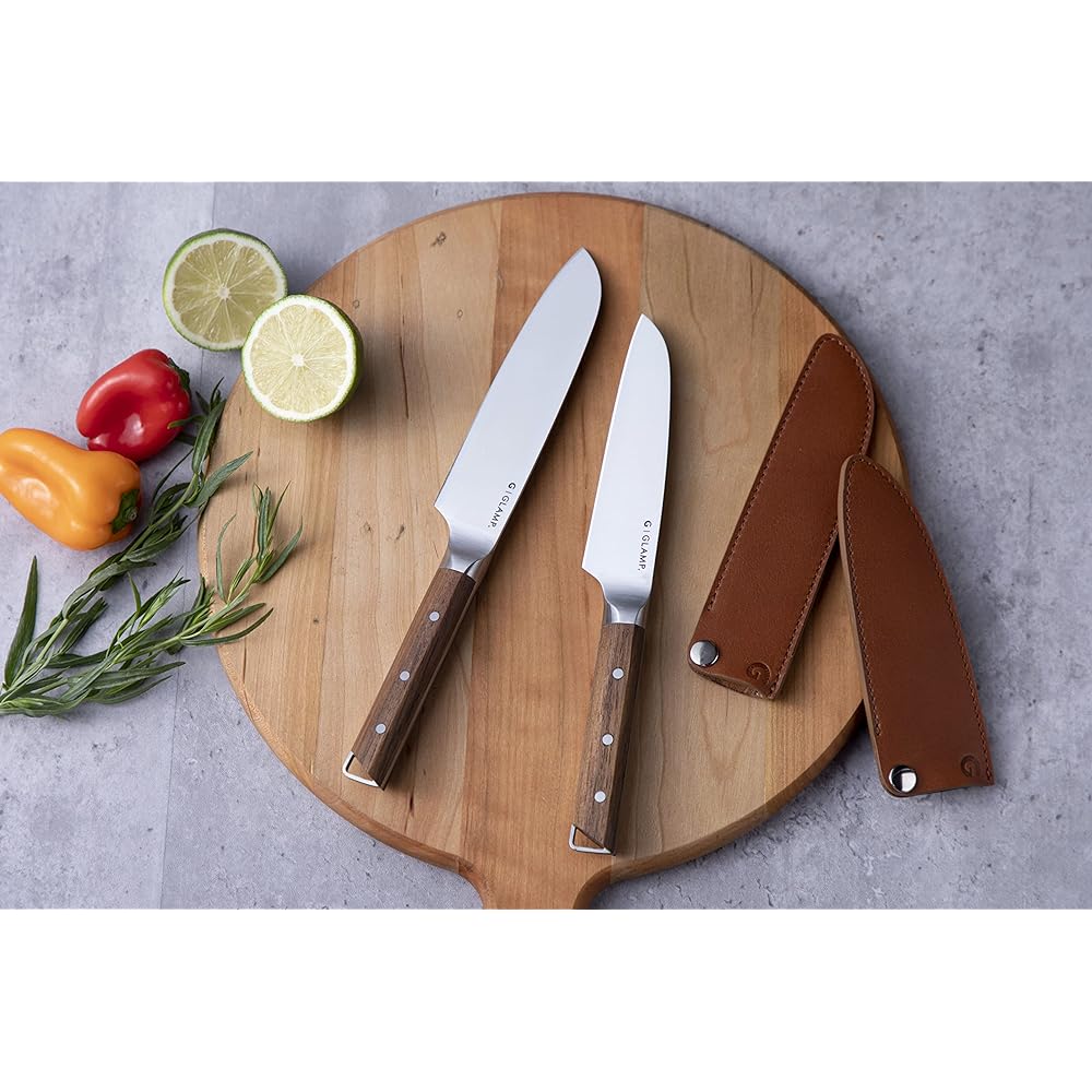 GLAMP. Set of 2 (Santoku + Petty Knife) Compact Knife Santoku Knife Petty Knife 11cm 13cm Made in Japan Domestic Knife Fruit Small Knife Made of Molybdenum Vanadium Steel GL-PTK-11 GL-SAK-13 GL-PS-2