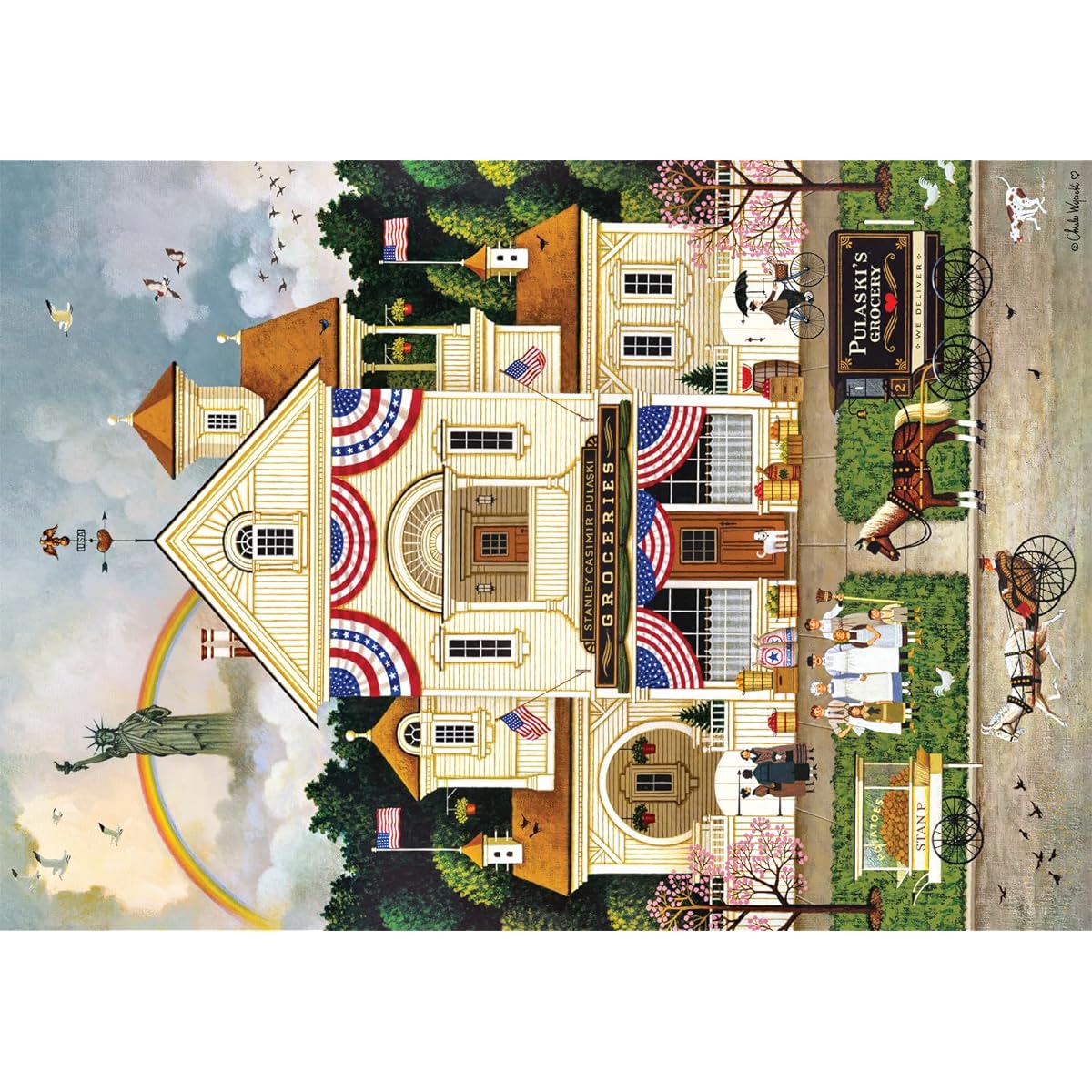 Buffalo Games - Charles Wysocki - Statue of Liberty Independence Day Enterprise - 500 Piece Jigsaw Puzzle Adult Challenging Puzzle - Completed Size 21.25 x 15.00
