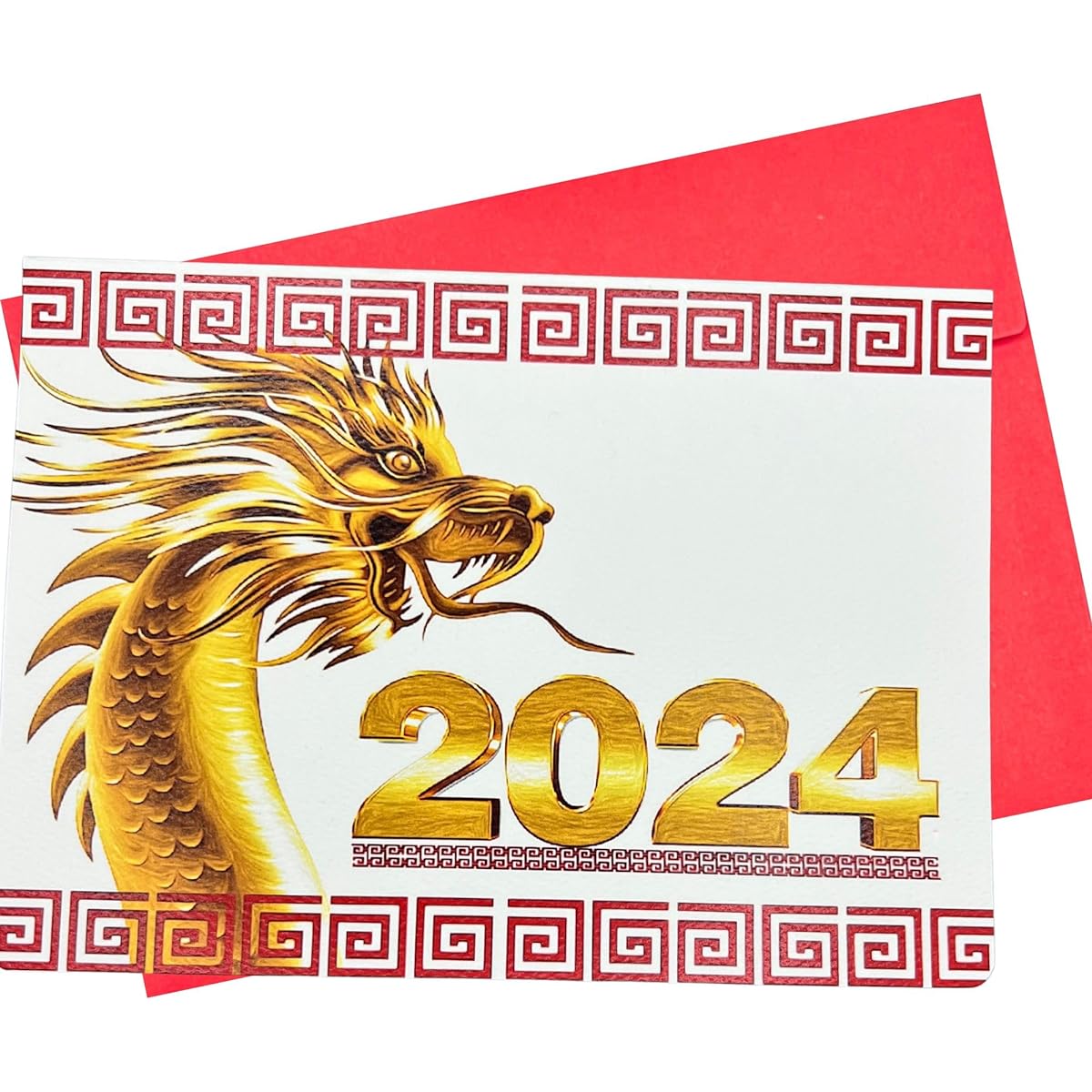 Whitman and Daughter 2024 Chinese New Year Card with Red Envelope (7x5 inches) Celebrate the Year of the Dragon - 290