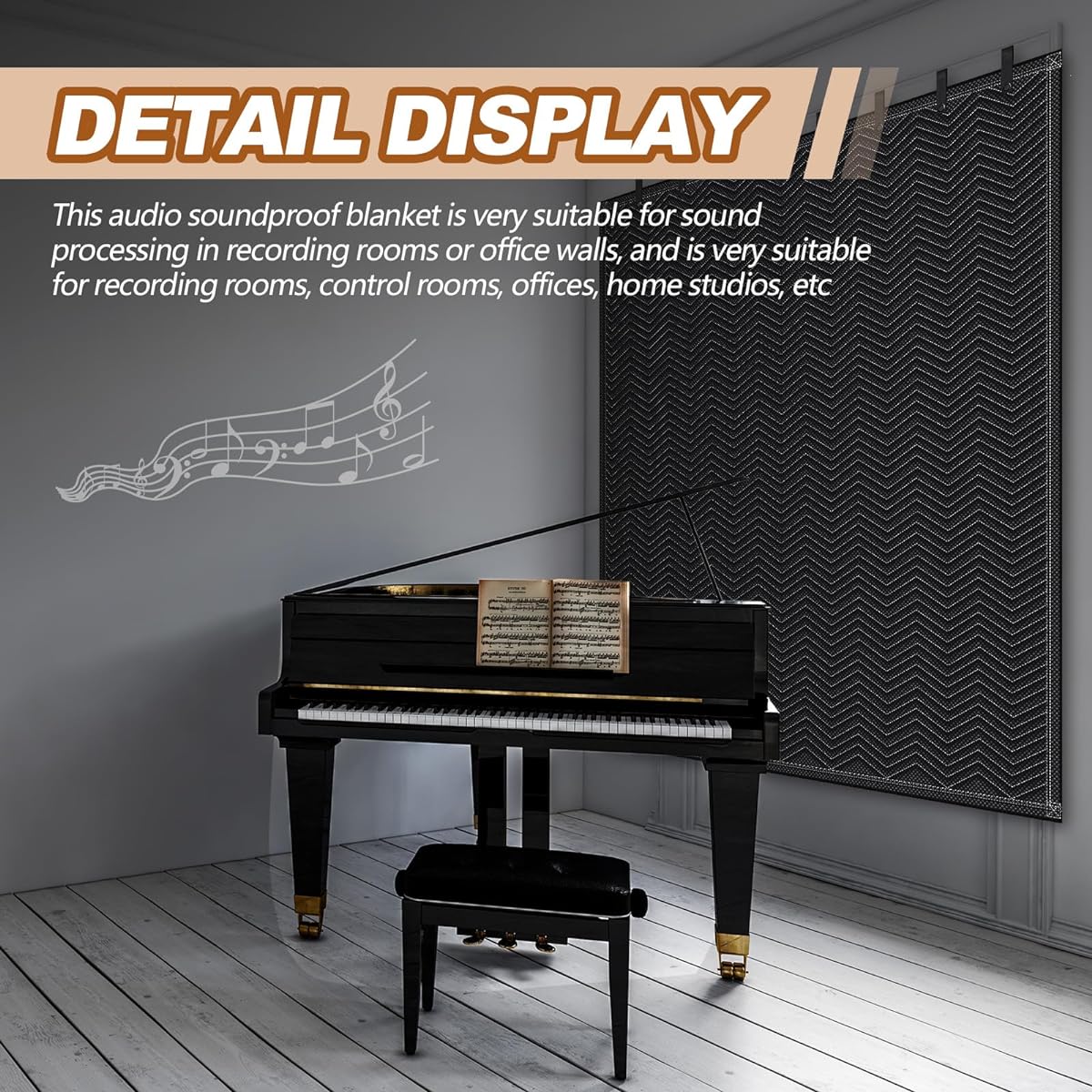 Tudomro Acoustic Blanket Sound Insulation Blanket with Grommets Outdoor Noise Barrier Studio Insulated Acoustic Sheet for Door Acoustic Noise General Indoor or Outdoor Use (72" x 78")