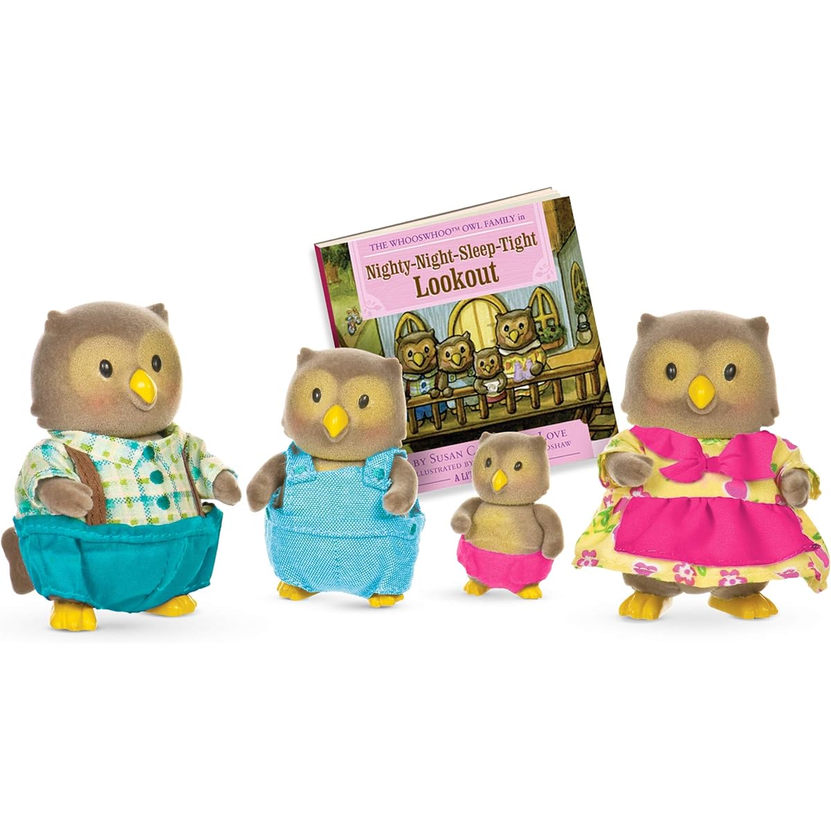 Li'l Woodzeez Whooswhoo Owl Family 4-Piece Bedtime Set With Storybook