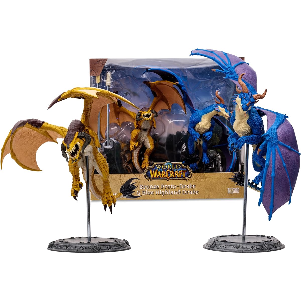 McFarlane Toys - World of Warcraft Bronze Protodrake and Blue Highland Drake 2 Pack 1:12 Scale Posed Figures Gold Label