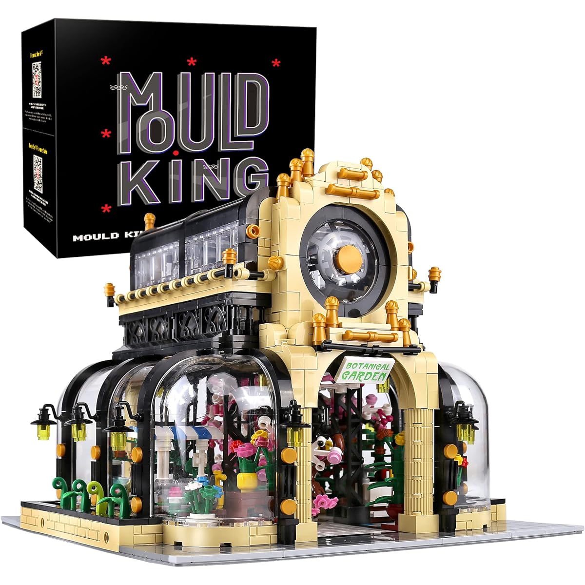 Mould King 16019 Botanical Garden Building Kit Toy MOC Building Blocks Botanical Garden with LED Lights Street View House Kit Gifts for Kids Ages 8+ Adult Collection Lovers (2147 Pieces)