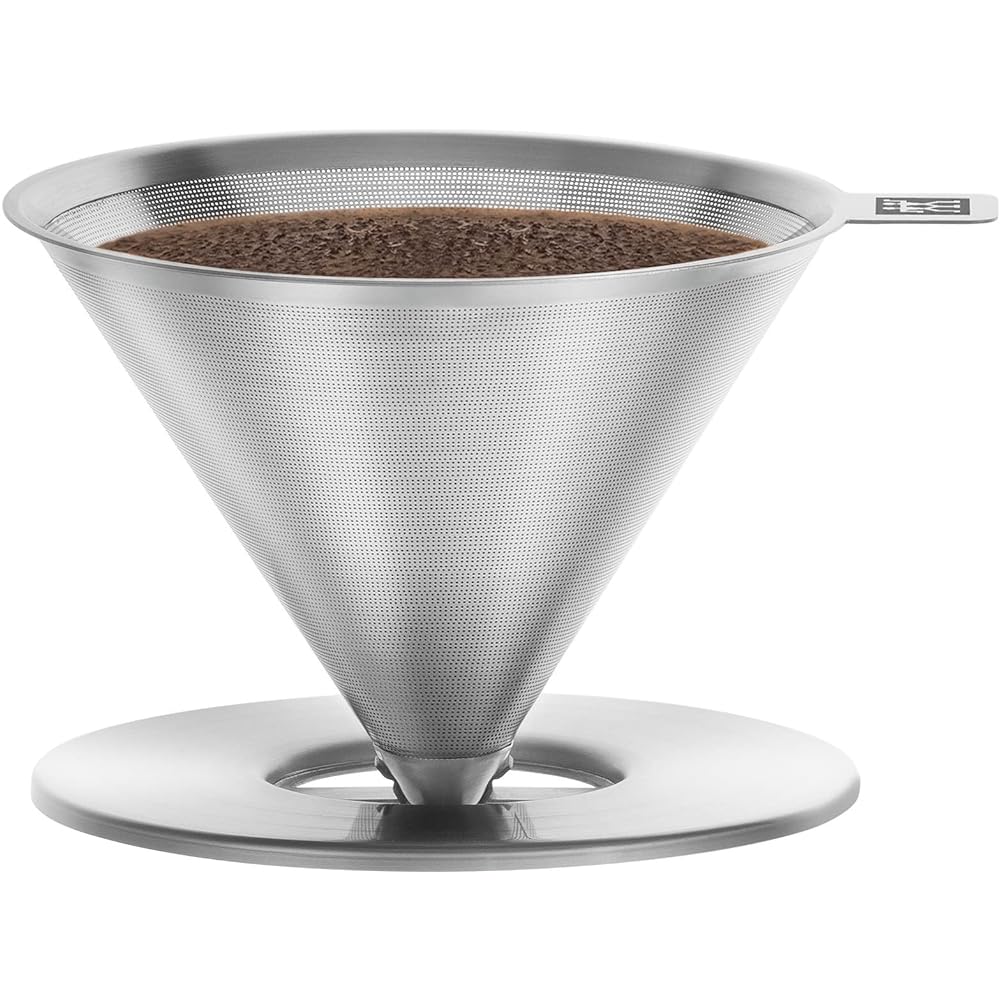 ZWILLING "Stainless Steel Coffee Dripper Mug Set" Double Wall Glass Coffee Mug Heat Resistant Cold Insulation Thermal Paperless Dishwasher Safe For 1-4 Cups [Authorized Japanese Product] Sorrent Z1024-006