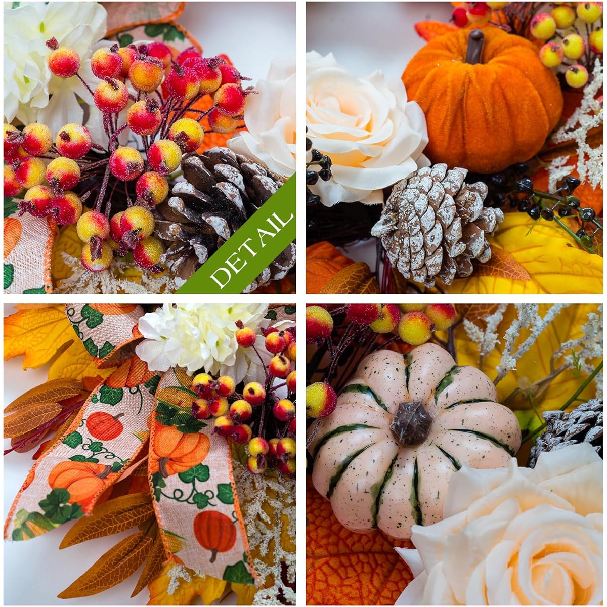 Soosubel Autumn Wreath for Entrance Thanksgiving Harvest Festival Wreath Home Decor Porch Autumn Wreath Outdoor Indoor