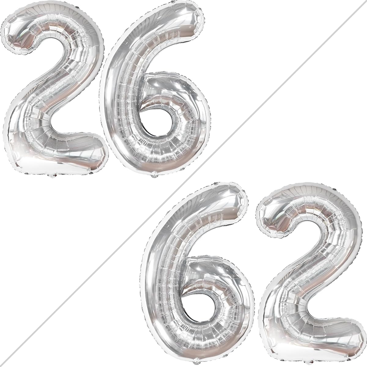 KatchOn Big Silver 26 Balloons Number - 40 Inches | 26 Birthday Balloons 26 Birthday Decorations for Men | 26 Silver Balloons Number 26 Birthday Decorations for Women | Number 26 Balloons Birthday