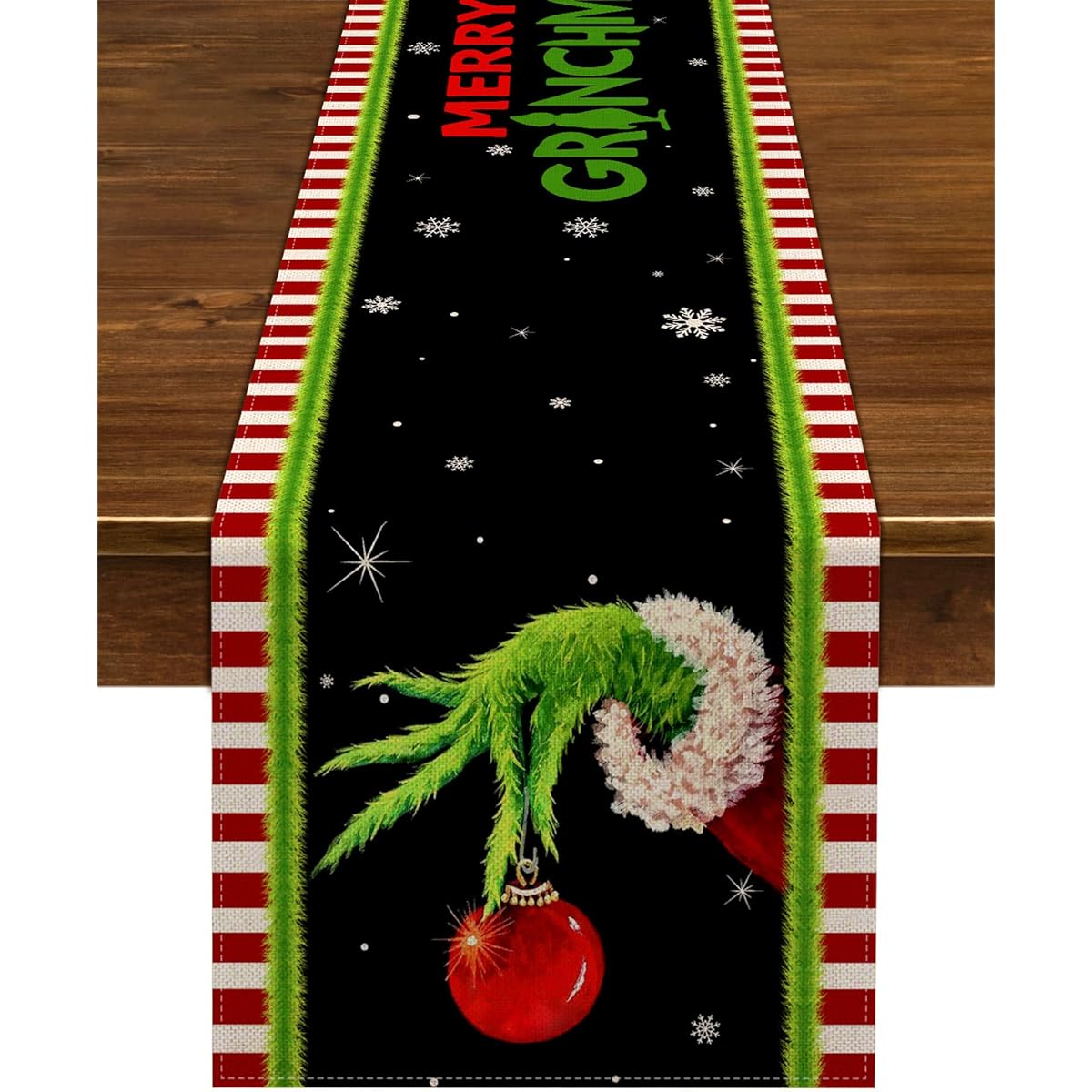 Nepnuser Merry Christmas Table Runner Green Elf Christmas Winter Holiday Party Decoration Home Kitchen Dining Room Home Decor (13" x 72")