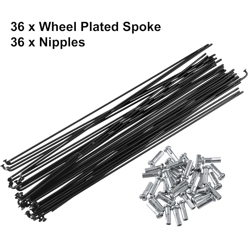 uxcell Bicycle Steel Spokes Bike Spokes 14G with Nipples for Most Bicycles 230mm Length 36 Pieces