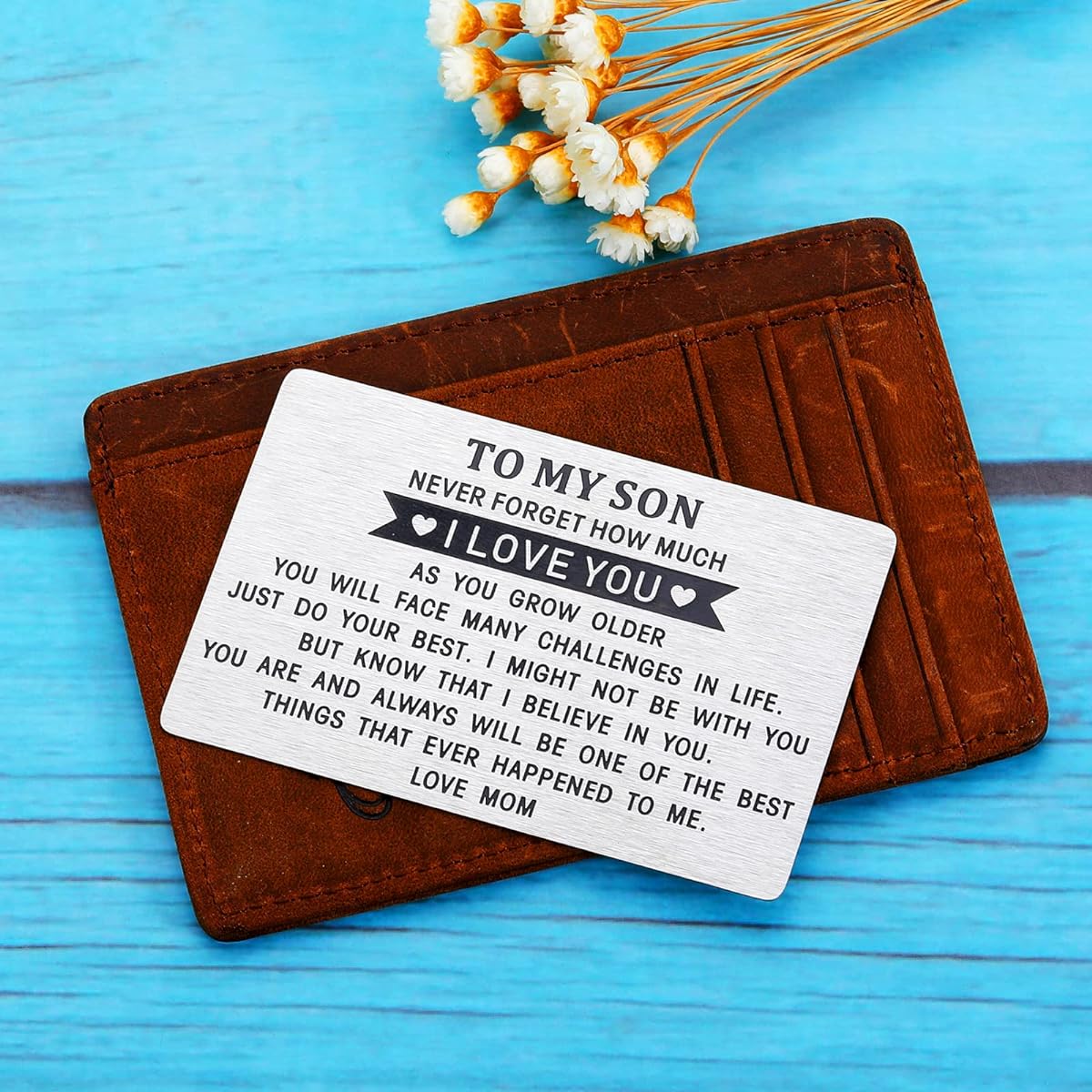 Teen Boy Stocking Stuffer Christmas Idea To My Son Wallet Card Gift from Mother Valentine's Day Birthday Gift for Son Men Kids Boys Teenagers Son in Law First Father's Day Gift, Silver, Small