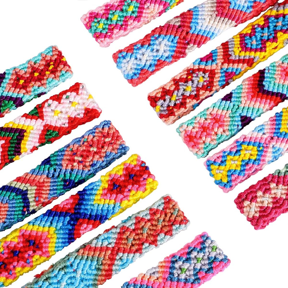 iShyan 20pcs Braided Friendship Bracelets, Handmade Adjustable Friendship Bracelets with Slide Knot Closure for Women Kids Girls, Random Color
