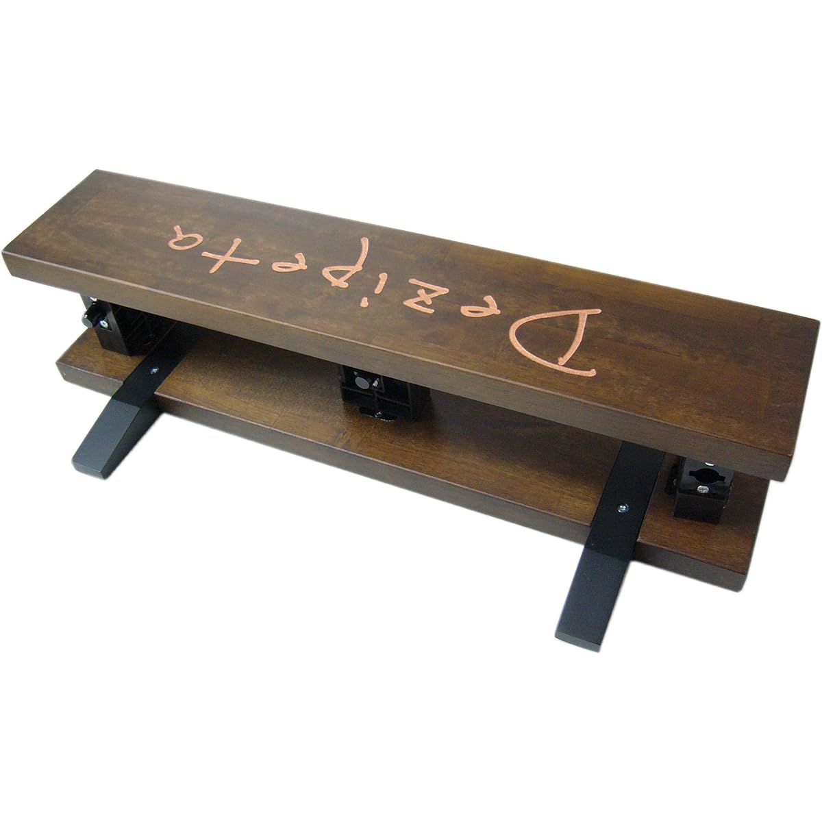 Auxiliary pedal for electronic piano "DigiPeta" footrest (brown) & pedal (pink) set