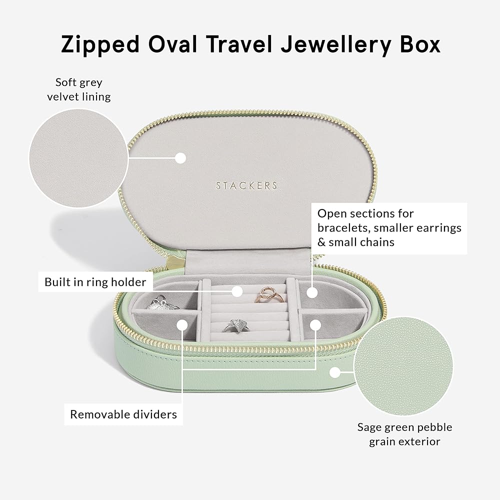 STACKERS LONDON Travel Jewelry Box Oval Sage Green/Stackers SAGE GREEN Travel Box Oval (Sage Green)