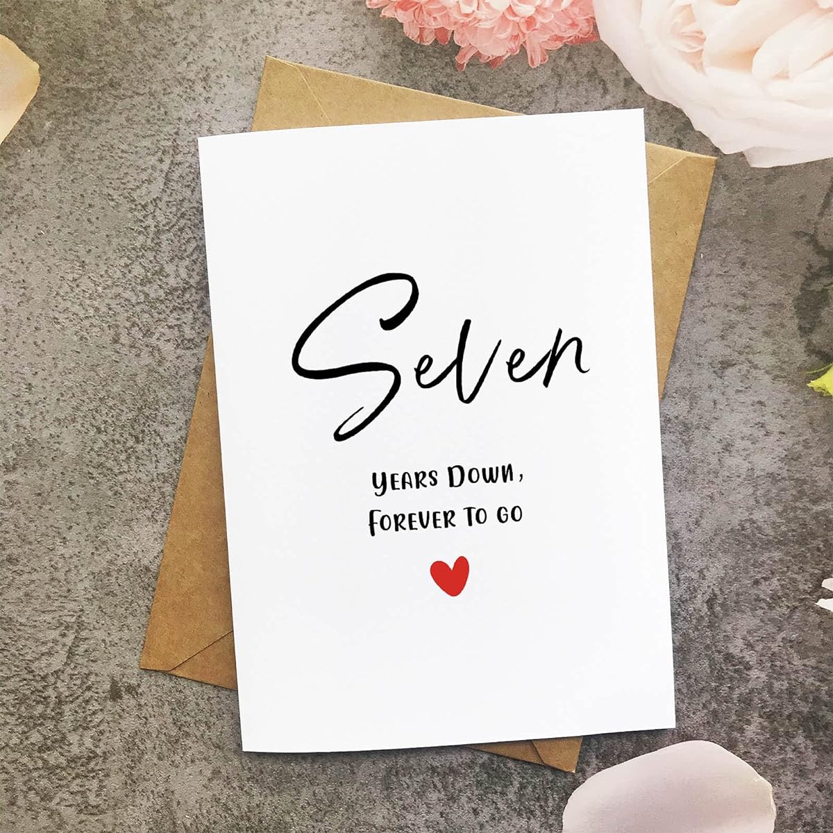 7th Anniversary Cards Seven Years Down Forever To Go Romantic Valentine's Day Wedding Cards for Couples