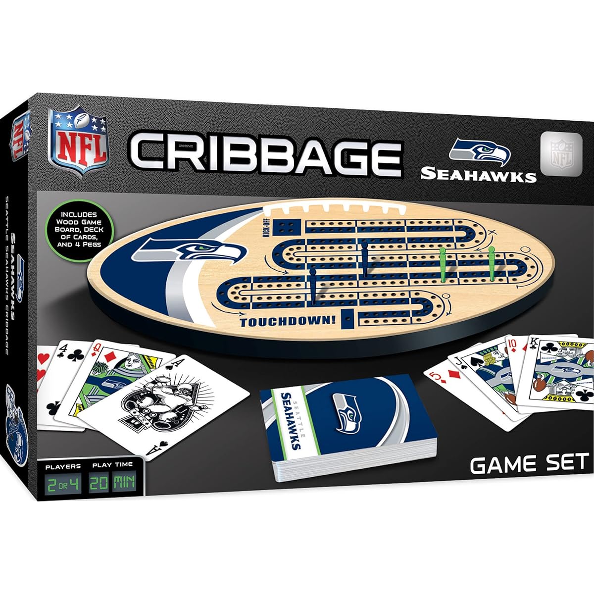 MasterPieces NFL Seattle Seahawks Cribbage Game Set for ages 8 and up
