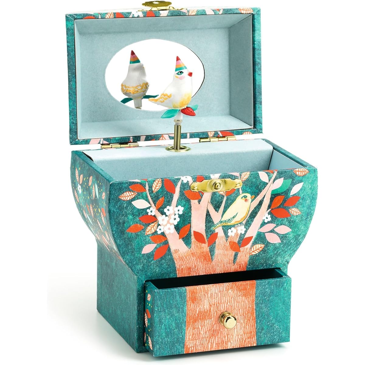 DJECO Jeco Night Singing Music Box Toy Jewelry Box Children Girls Gift Accessory Case Blue Bird 4 Years Old Educational Toy Christmas DJ06592