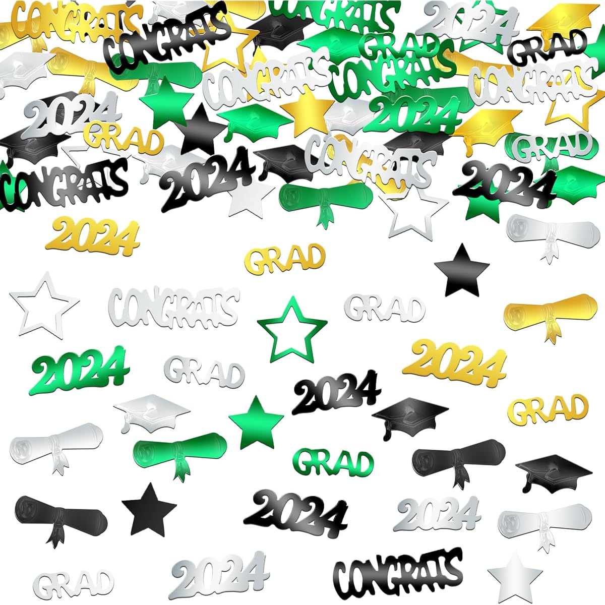 Big, 2022 Confetti Graduation 125-20oz | Foil Congrats Grad Graduation Confetti 2022 for Graduation Party Decorations Green, Black, Gold, Silver | Graduation Table Decorations 2022